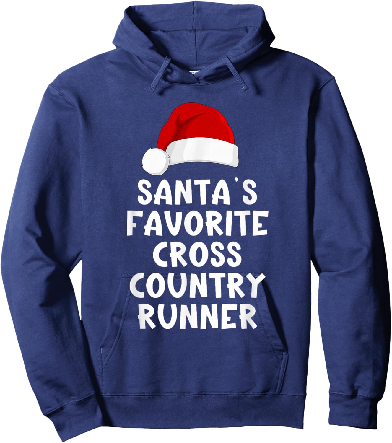 Christmas Santa's Favorite Cross Country Runner Funny Pajama Hoodie - Hoodie | Navy