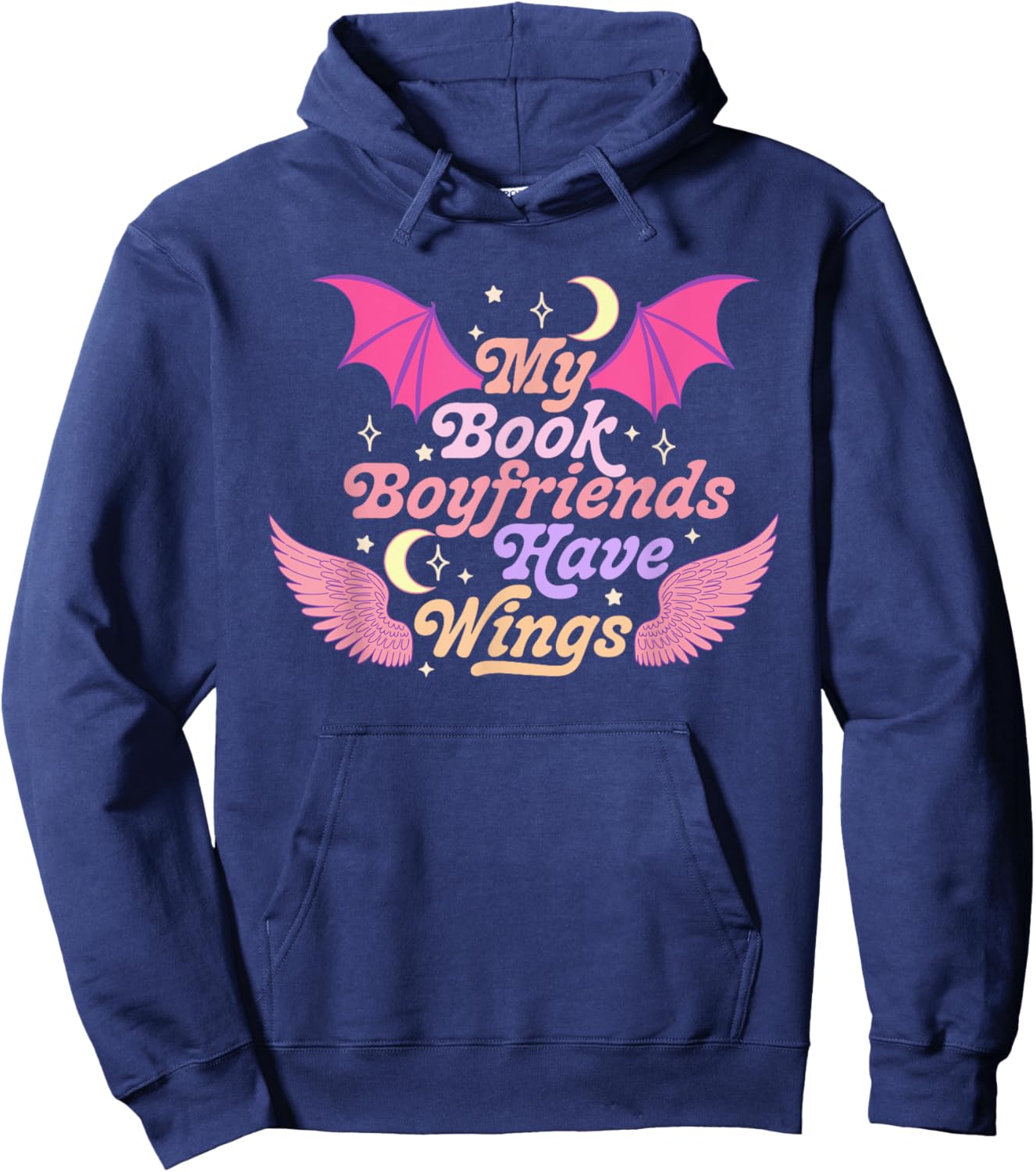 My Book Boyfriends Have Wings Funny Hoodie - Hoodie | Navy