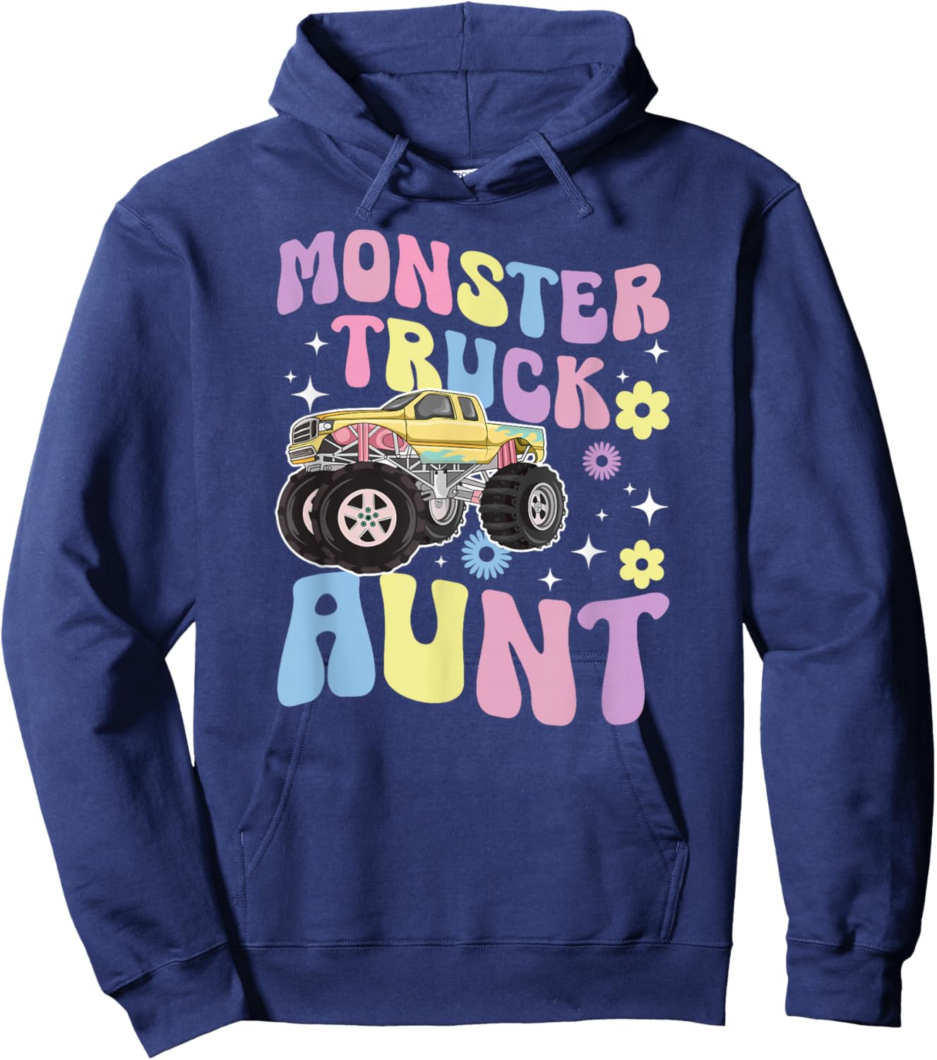 Monster Truck Aunt Groovy Monster Truck Auntie Hoodie - Hoodie | Navy