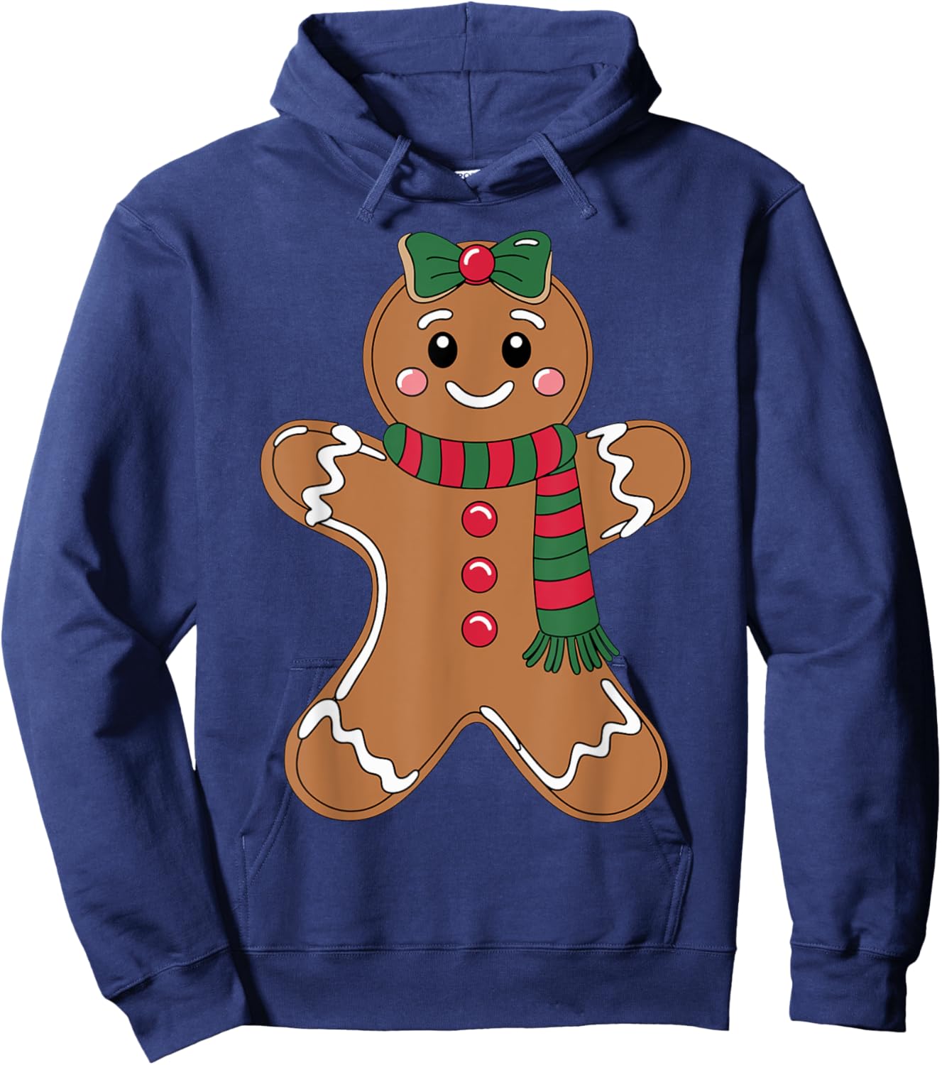 Cute Gingerbread with Bow Christmas Costume Xmas Hoodie - Hoodie | Navy