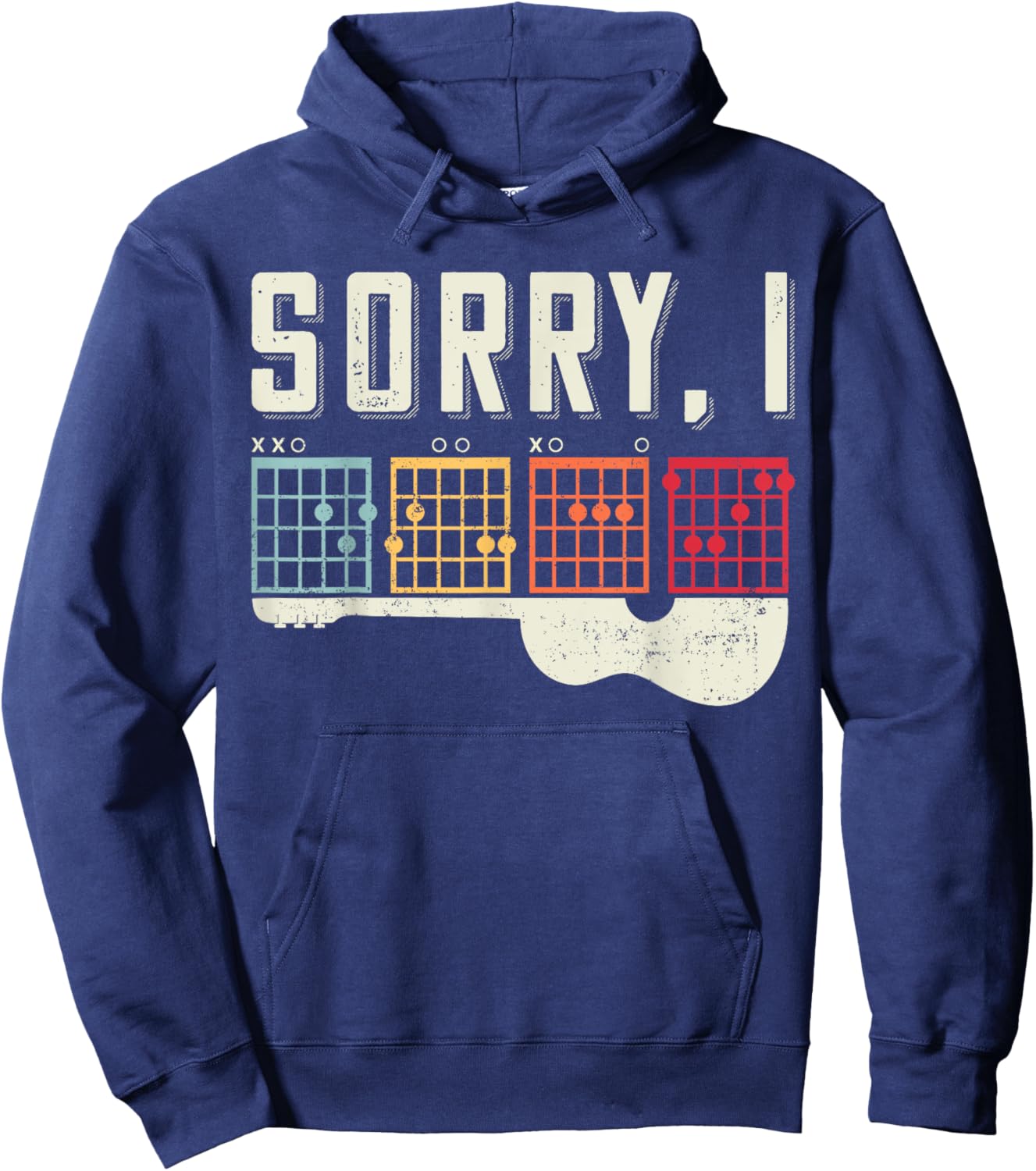 Funny Guitar Lovers Hidden Message Sorry I DGAF Guitar Hoodie - Hoodie | Navy