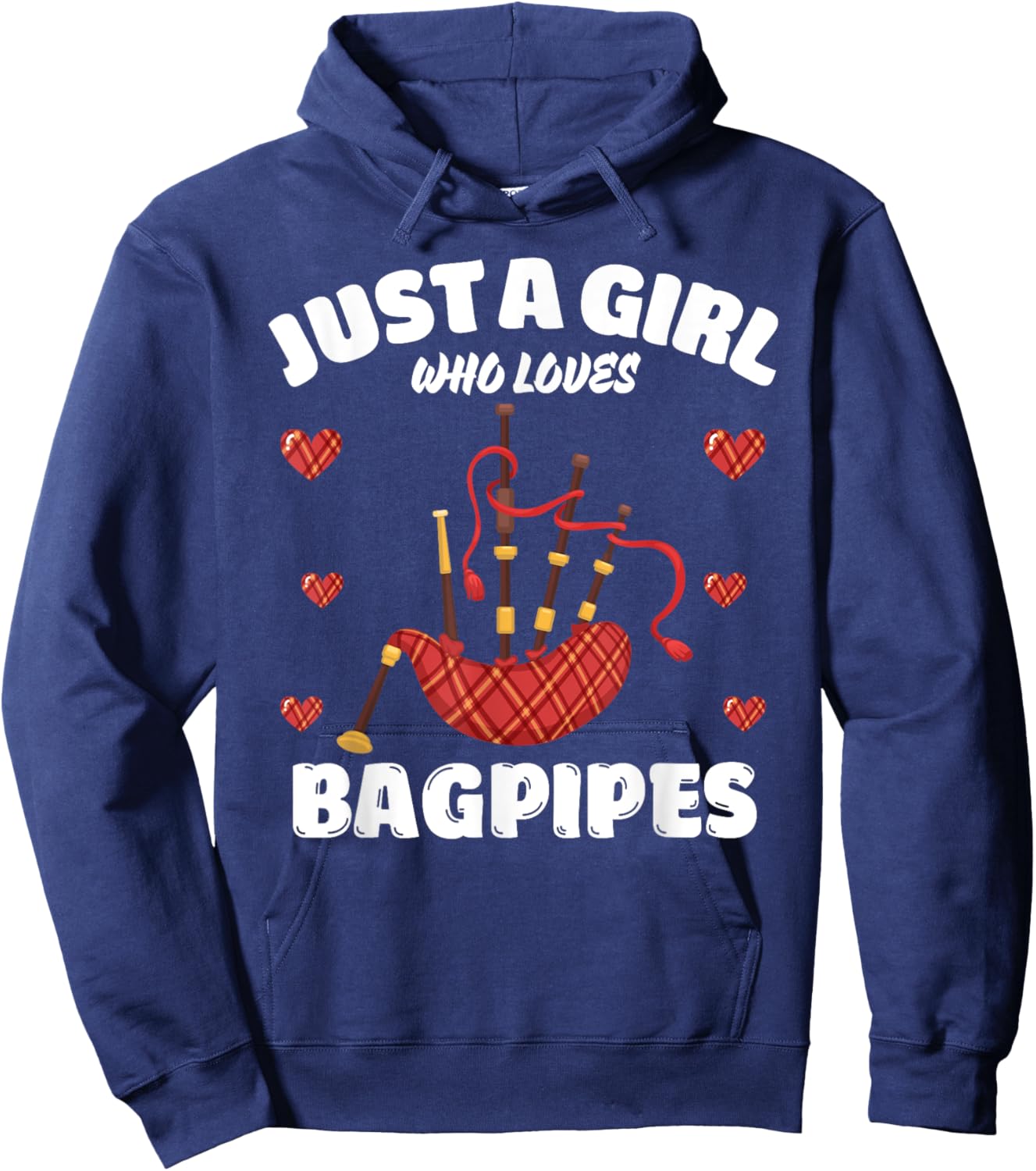 Just A Girl Who Loves Bagpipes, Music Lover Bagpiper Hoodie - Hoodie | Navy