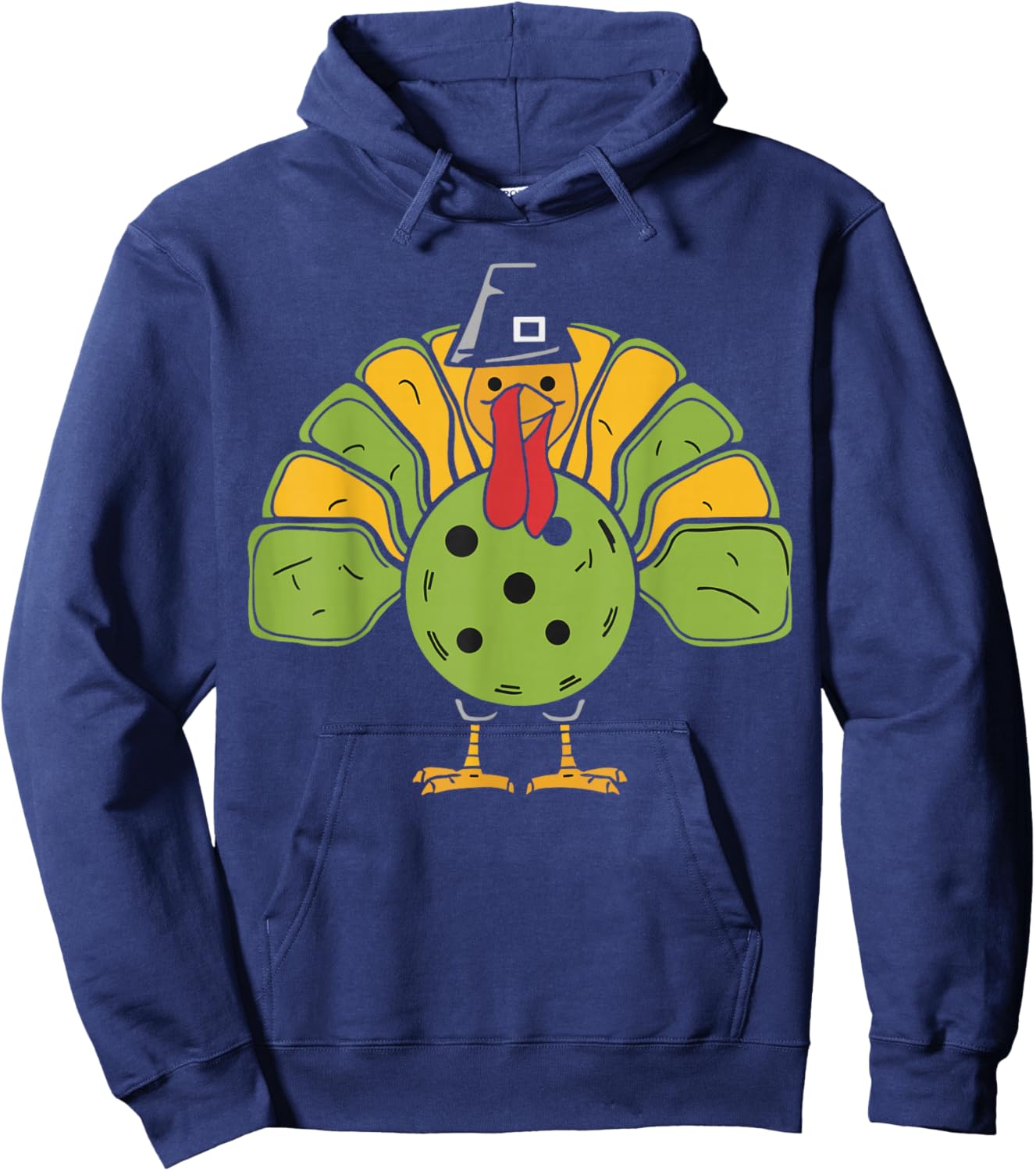 Funny Thanksgiving Turkey Pickleball Lovers Hoodie - Hoodie | Navy