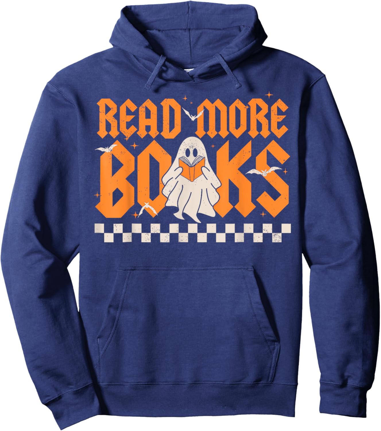 Groovy Booooks Ghost Read More Books Funny Teacher Halloween Hoodie - Hoodie | Navy