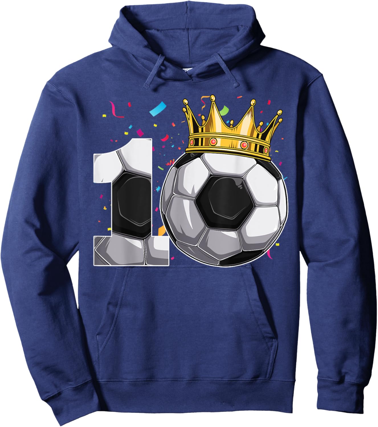Funny 10th Birthday Boy Soccer 10 Years Old Birthday Party Hoodie - Hoodie | Navy