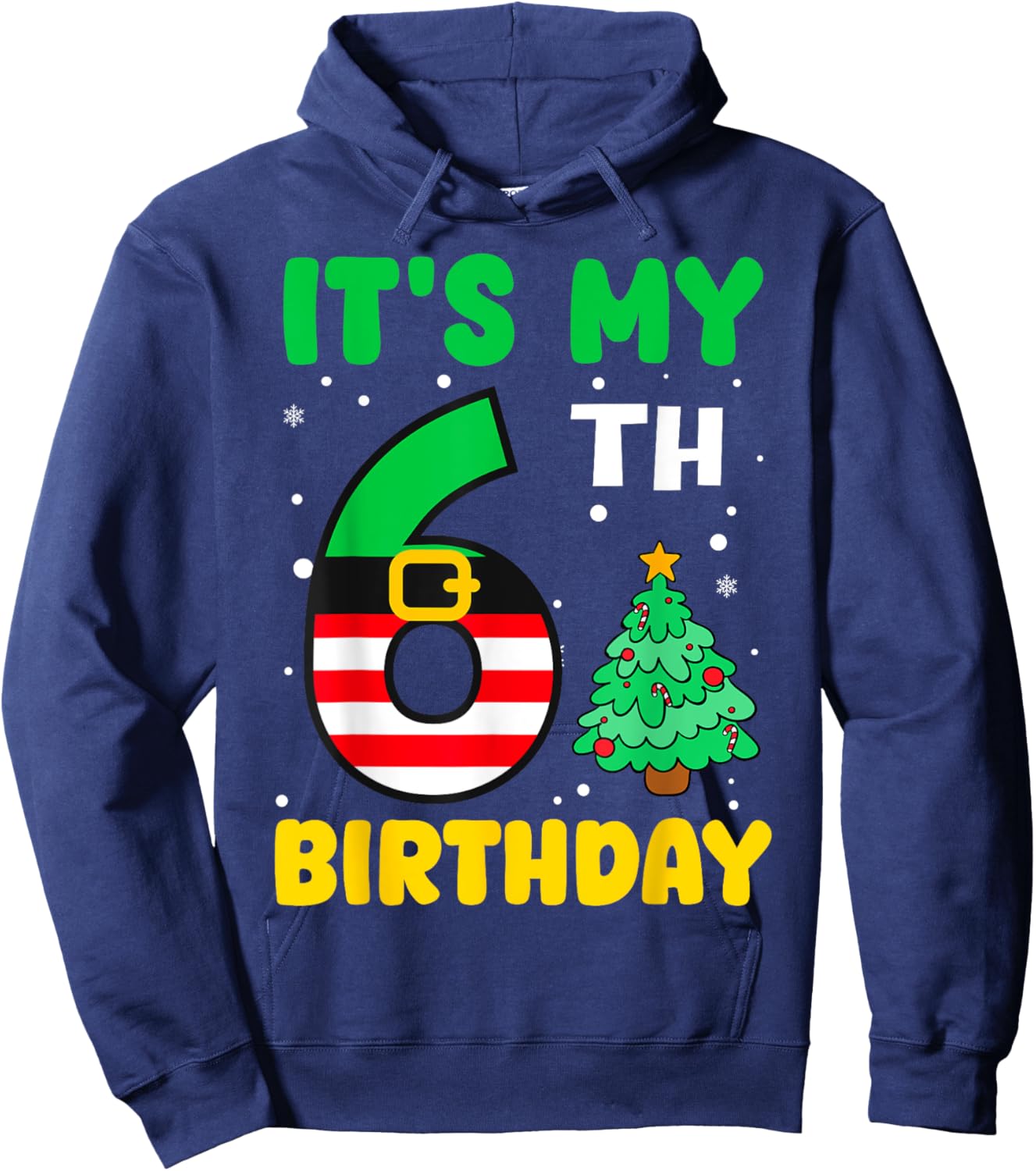 It's My 6th Birthday Christmas 6 Years Old Cute Boy Girl Hoodie - Hoodie | Navy