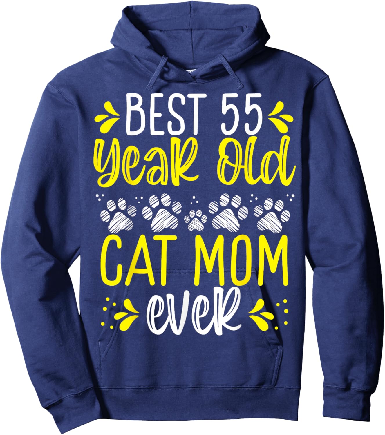 55 Birthday Idea Cat Mother 55 Year Old Cat Mom Hoodie - Hoodie | Navy