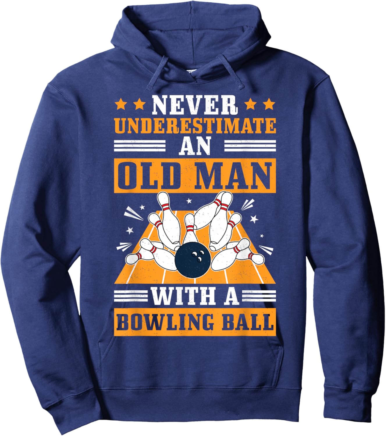 Never Underestimate Old Man Bowling Ball Bowler Bowling Hoodie - Hoodie | Navy