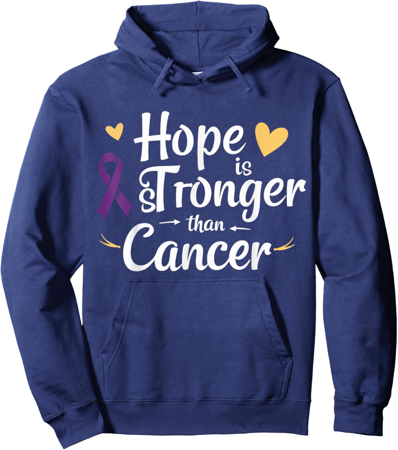 Hope is Stronger Than Cancer Inspirational Awareness Hoodie - Hoodie | Navy