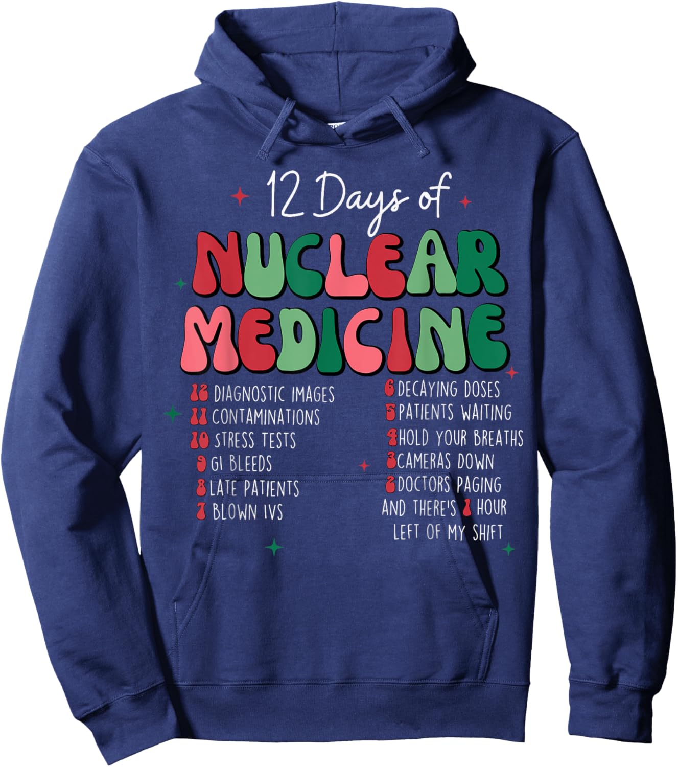 12 Day Of Nuclear Medicine Christmas Radiology Xmas Pajama Hoodie - Hoodie | Navy