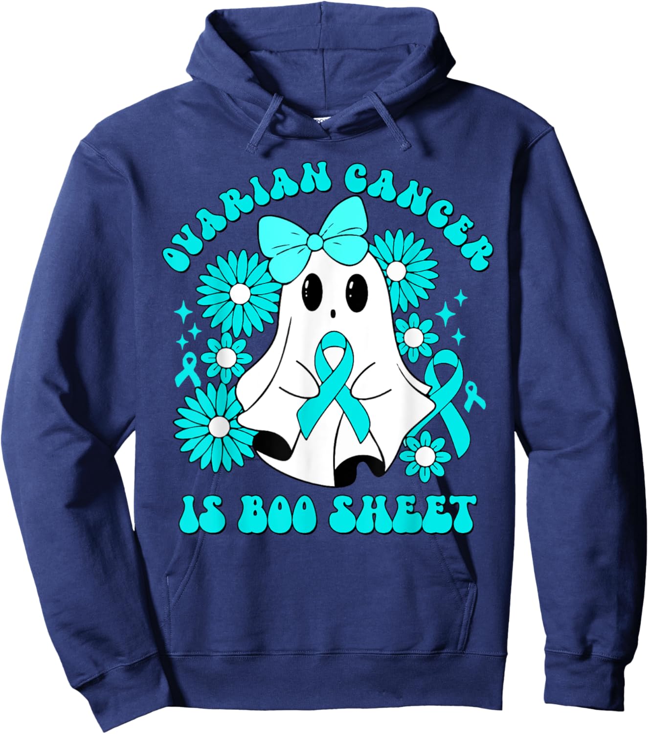 Ovarian Cancer Is Boo Sheet Cute Ghost Cancer Awareness Hoodie - Hoodie | Navy