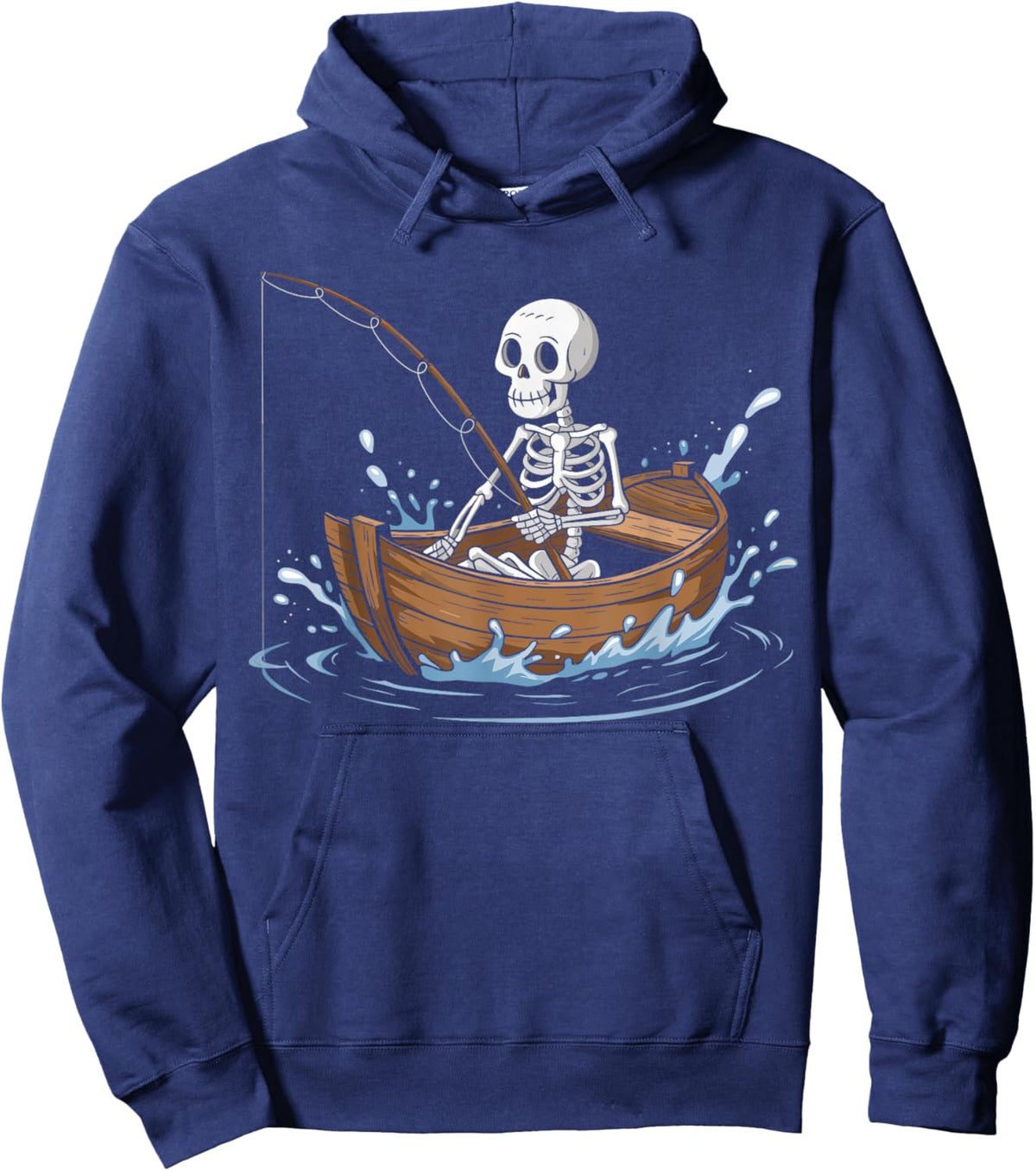 Funny Skeleton Fishing Lovers Spooky Halloween Boat Hoodie - Hoodie | Navy