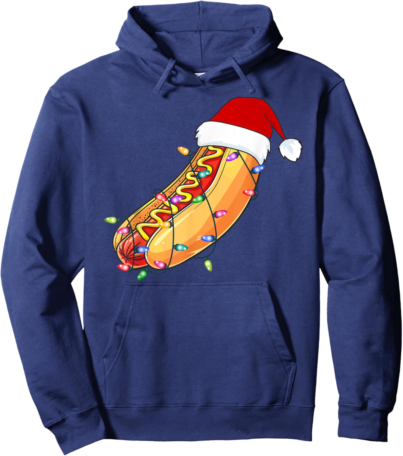 Christmas Hot Dog Lover Xmas Hotdogs Hot Dog Stand Hot Dog Hoodie - Hoodie | Navy