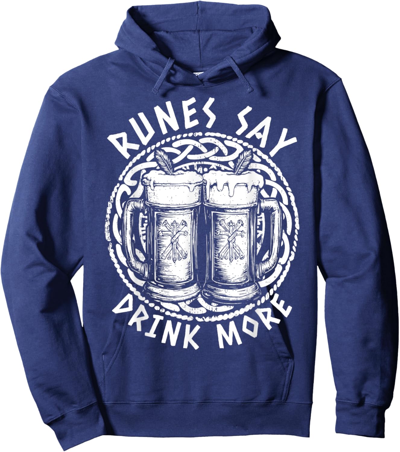 Runes Say Drink More Beer Drinking Rune Funny Viking Hoodie - Hoodie | Navy