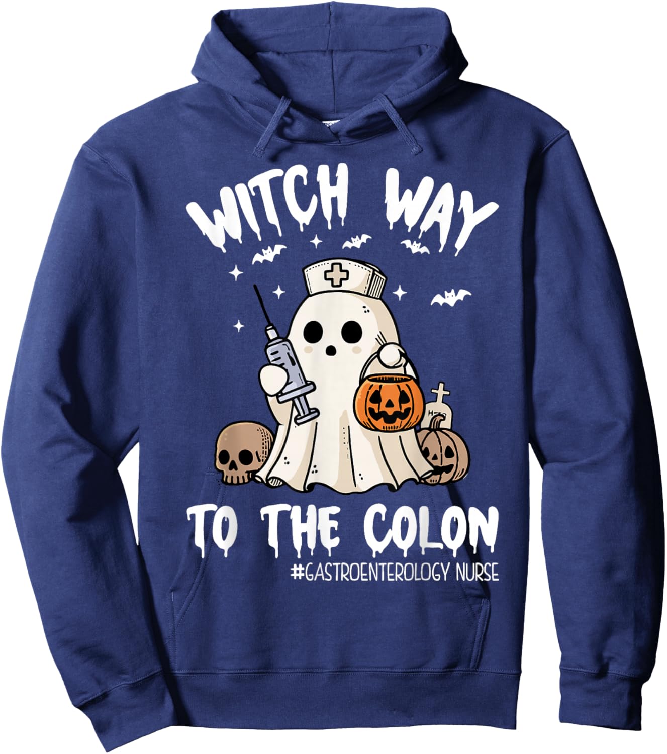 Gastroenterology Nurse Halloween Endo Nurse Ghost Endoscopy Hoodie - Hoodie | Navy
