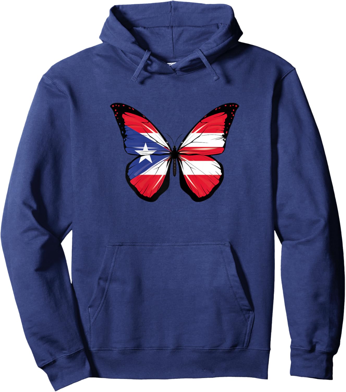 Puerto Rico Flag Colours Butterfly Puerto Rico Butterfly Hoodie - Hoodie | Navy