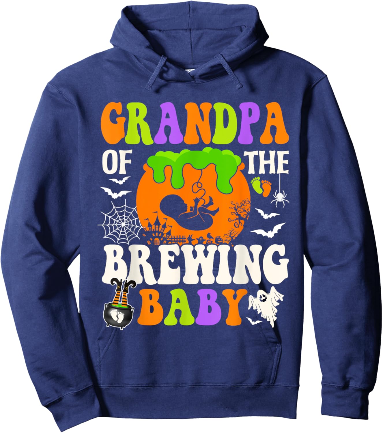 Grandpa Of The Brewing Baby Halloween Pregnancy Baby Shower Hoodie - Hoodie | Navy