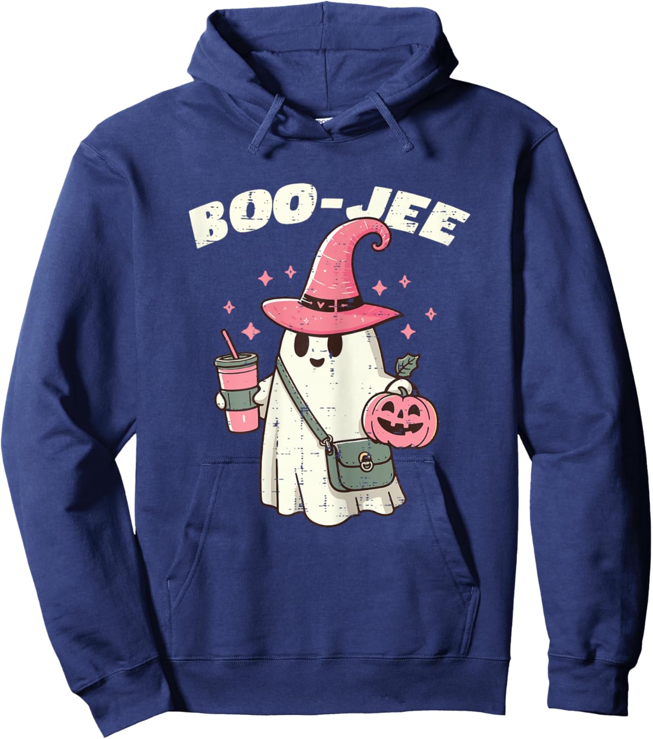 Boo-Jee Ghost Funny Halloween Women Girls Kids Teens Hoodie - Hoodie | Navy