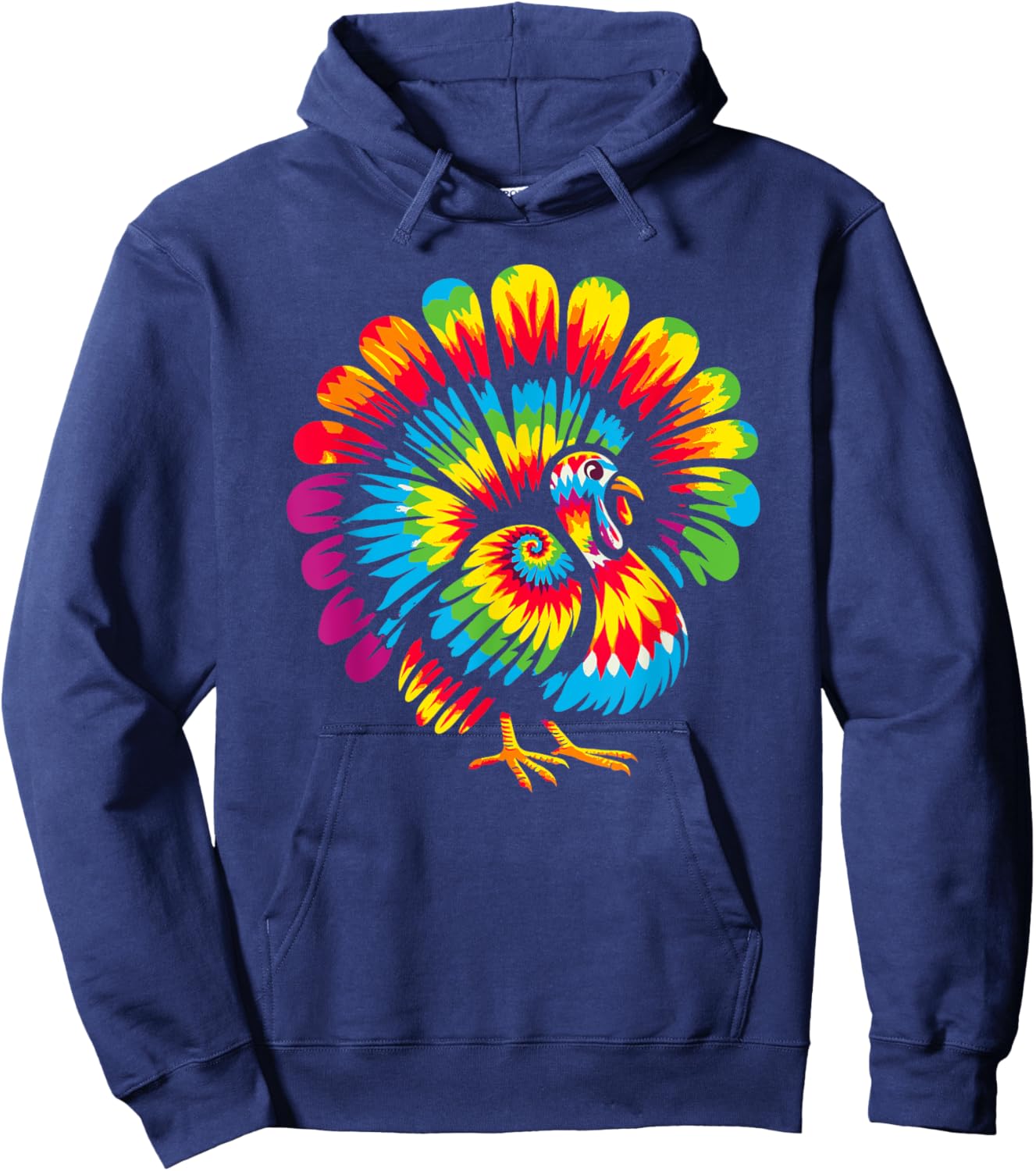 Tie Dye Turkey Thanksgiving Hoodie - Hoodie | Navy