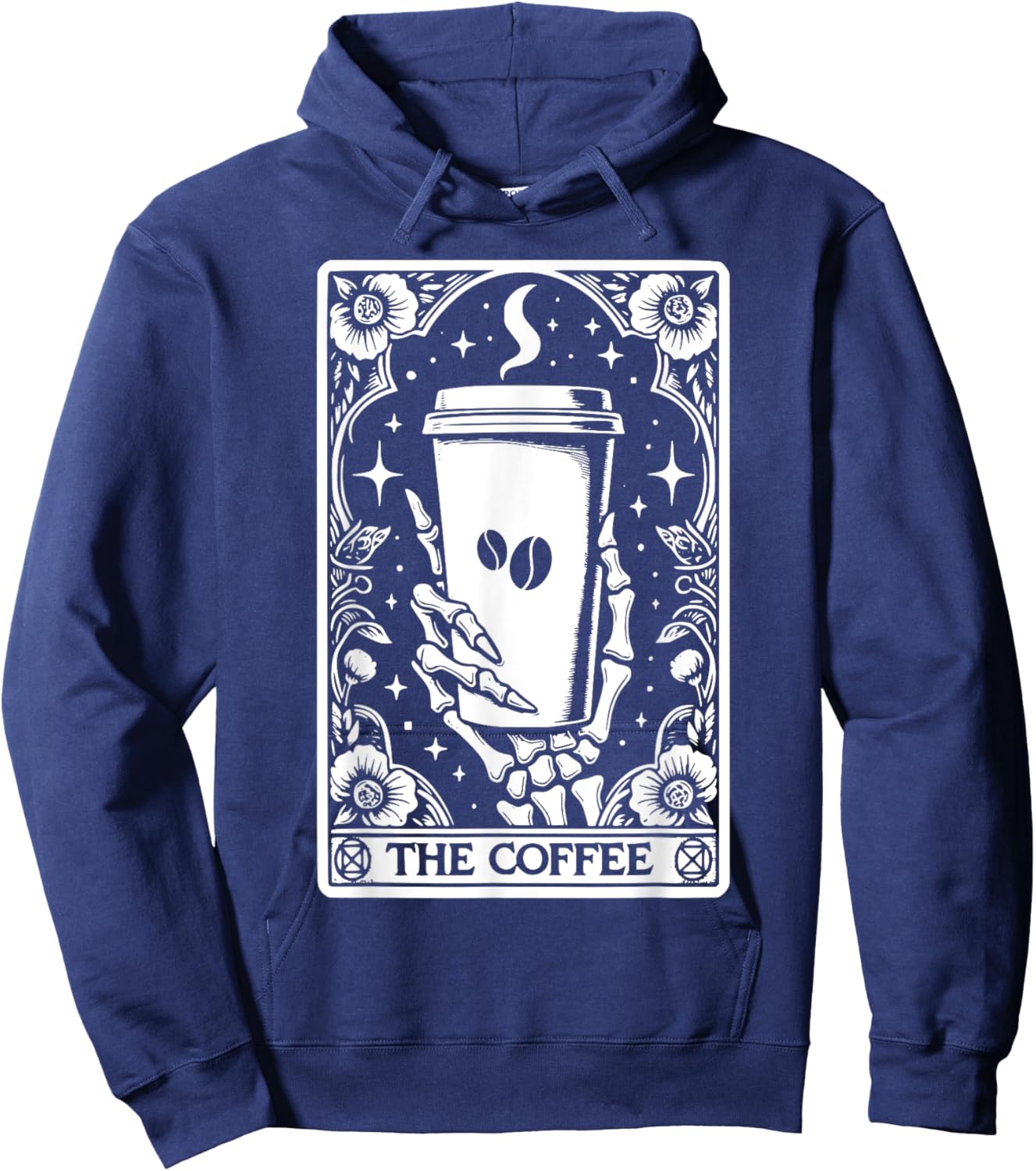 The Coffee Tarot Cards Skeleton Coffee Gifts Tarot Card Hoodie - Hoodie | Navy