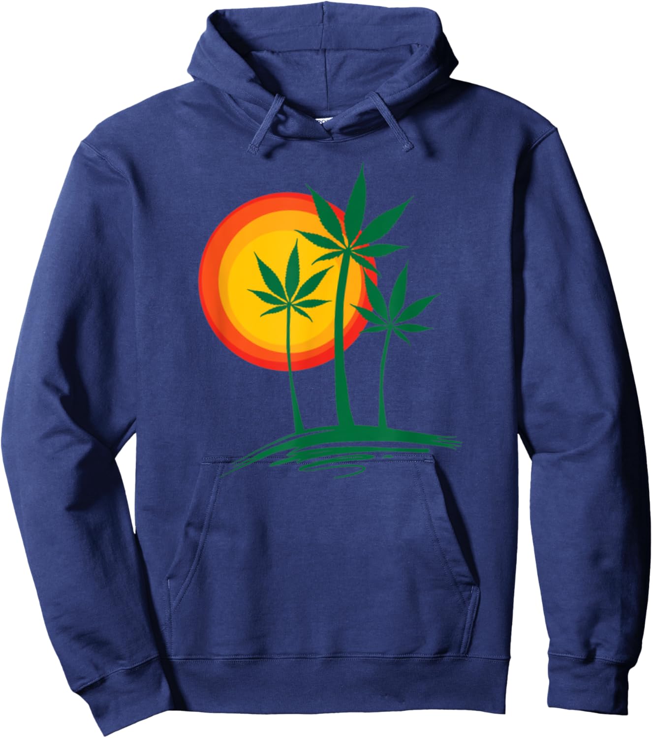 Beautiful Marijuana Weed Palm Tree Tropical Paradise Hoodie - Hoodie | Navy