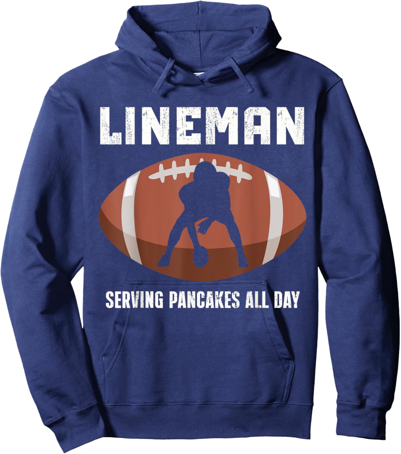 Funny Lineman American Football Serving Pancakes All Day Hoodie - Hoodie | Navy