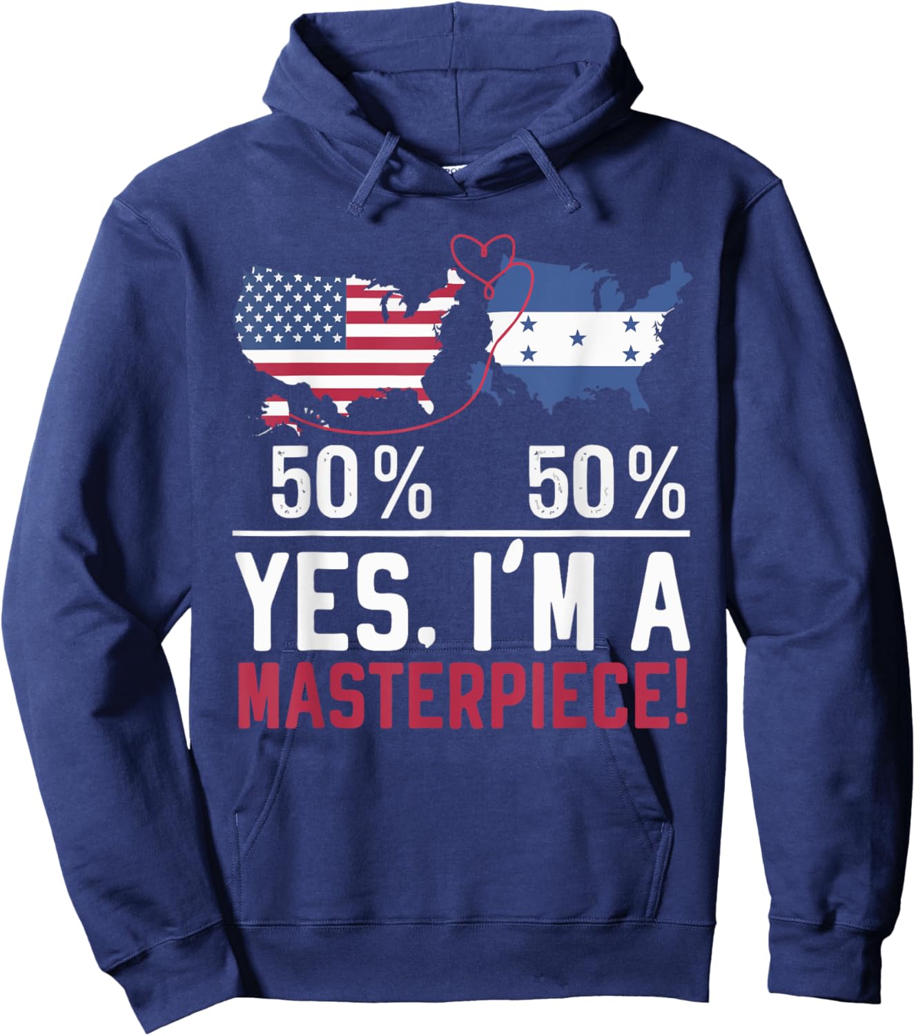 Half American Half Honduran USA Flag Honduras America Hoodie - Hoodie | Navy