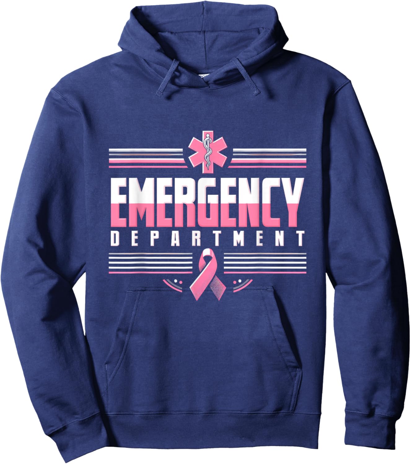 Emergency Department Emergency Room Nurse Breast Cancer Hoodie - Hoodie | Navy