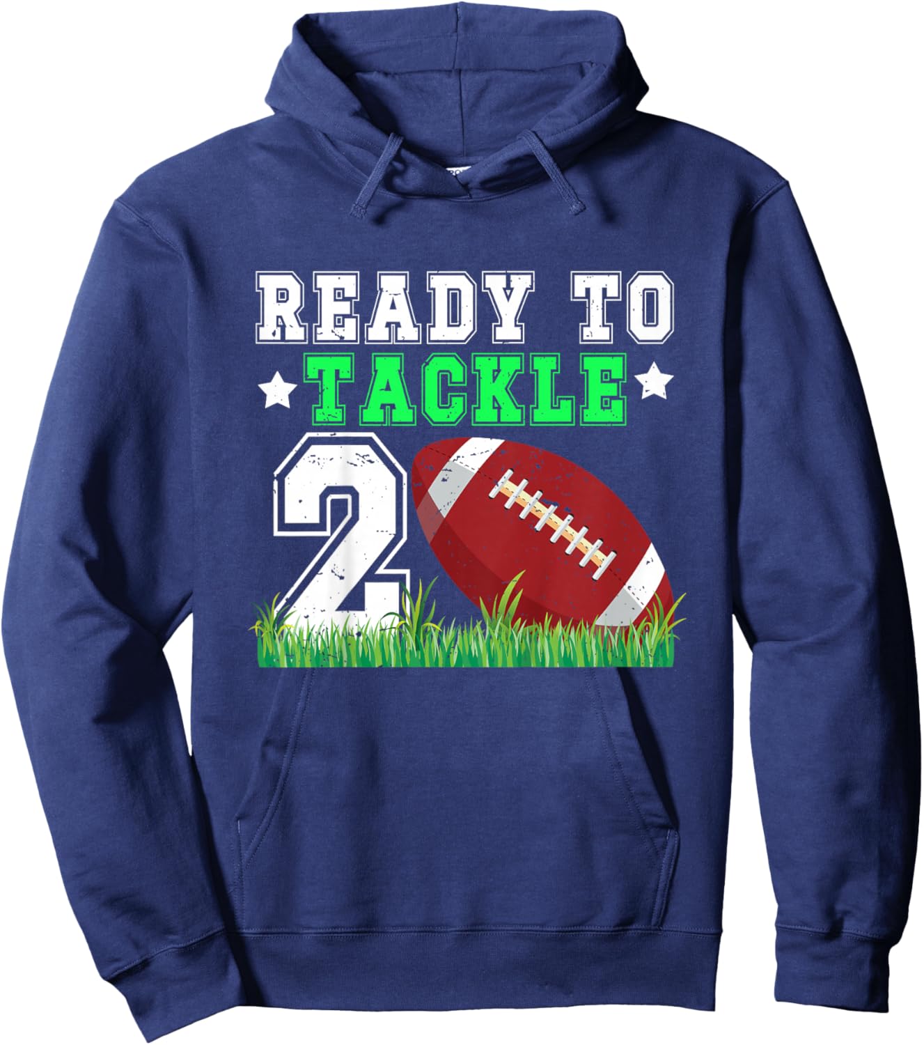 Kids 2nd Birthday Football Boy Two Year Old Football Player Hoodie - Hoodie | Navy