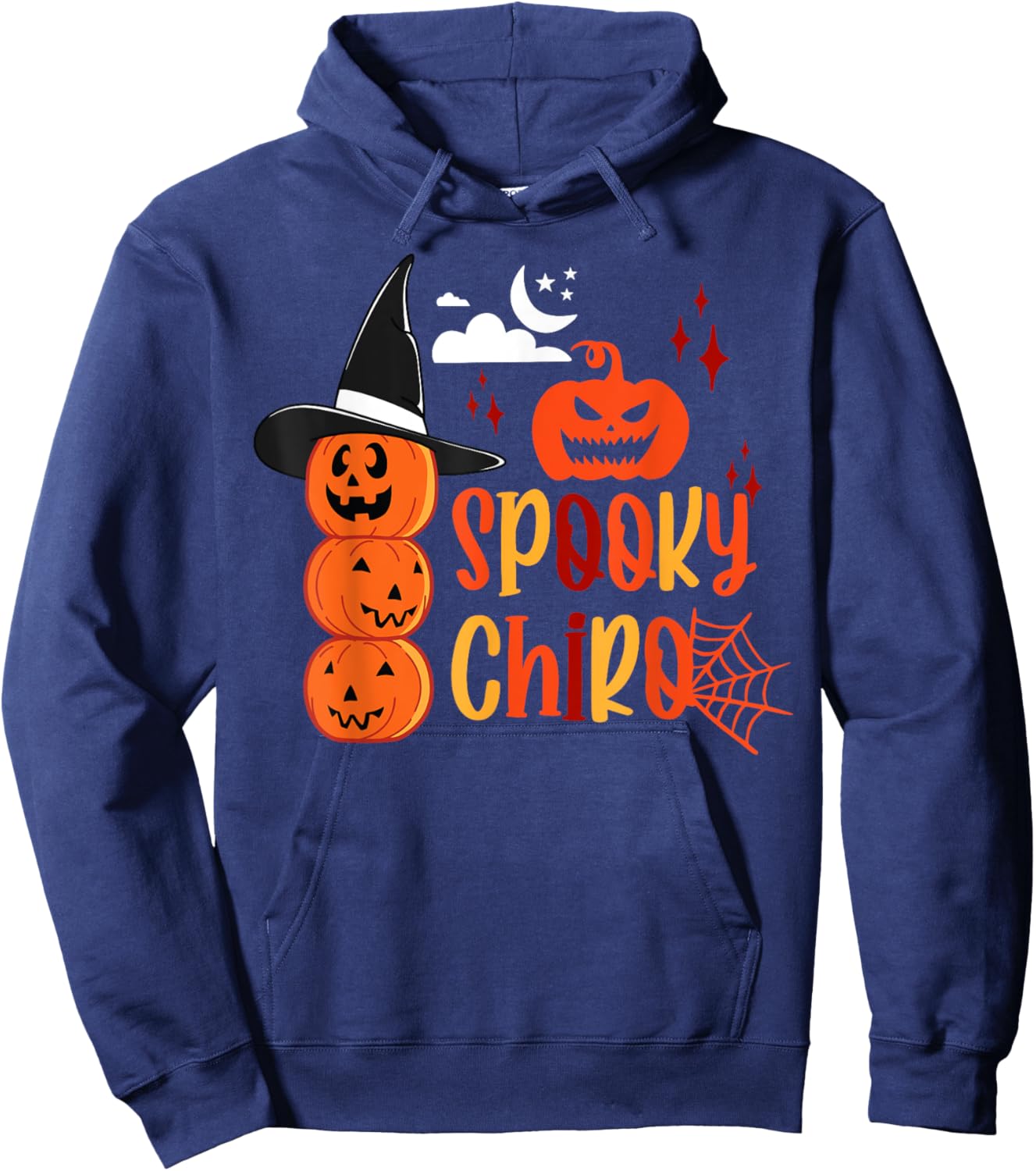 Spooky Chiro Pumpkin Witch Chiropractic Halloween Costume Hoodie - Hoodie | Navy