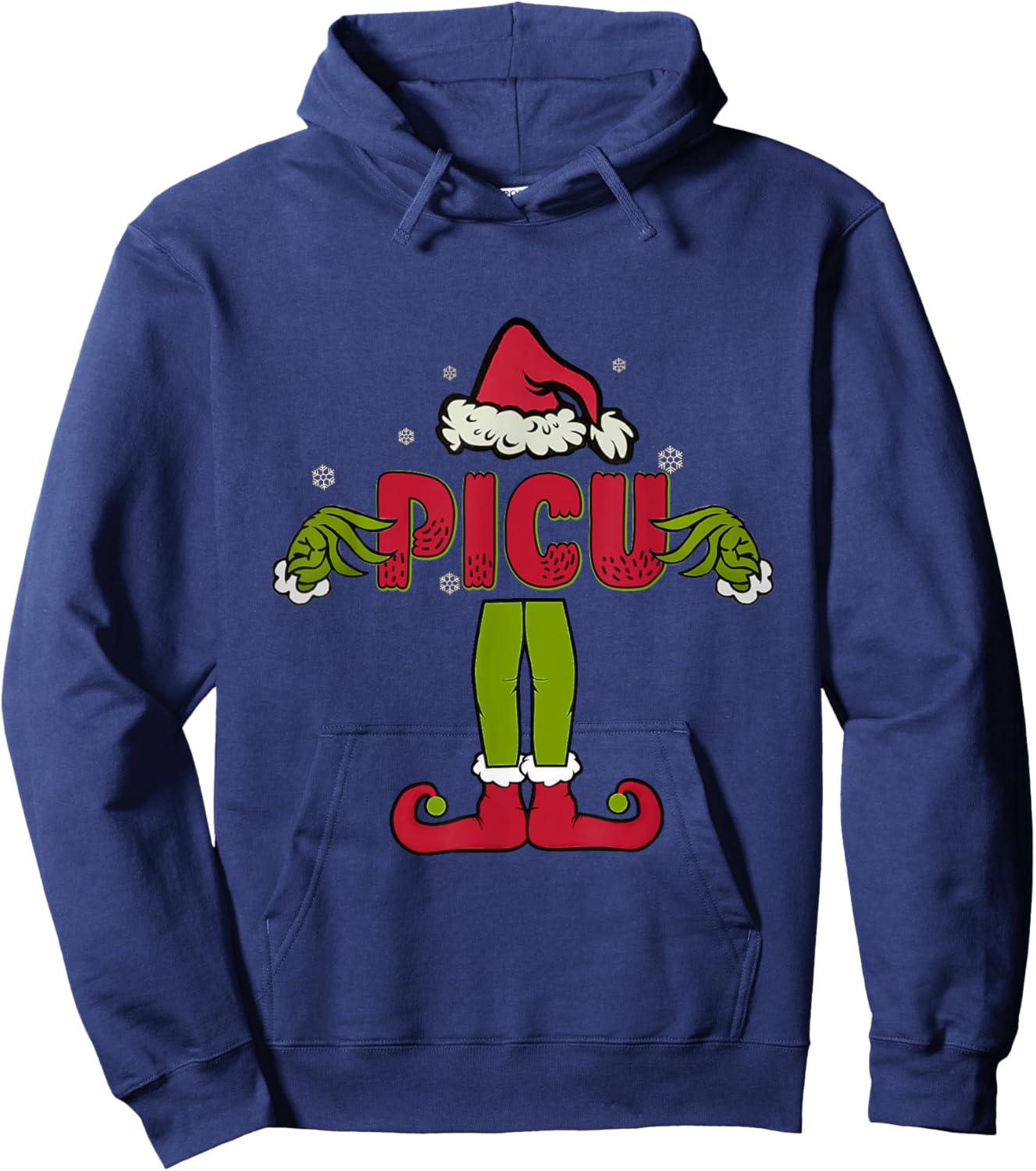 Funny Pediatric Intensive Care Unit Christmas Matching Scrub Hoodie - Hoodie | Navy
