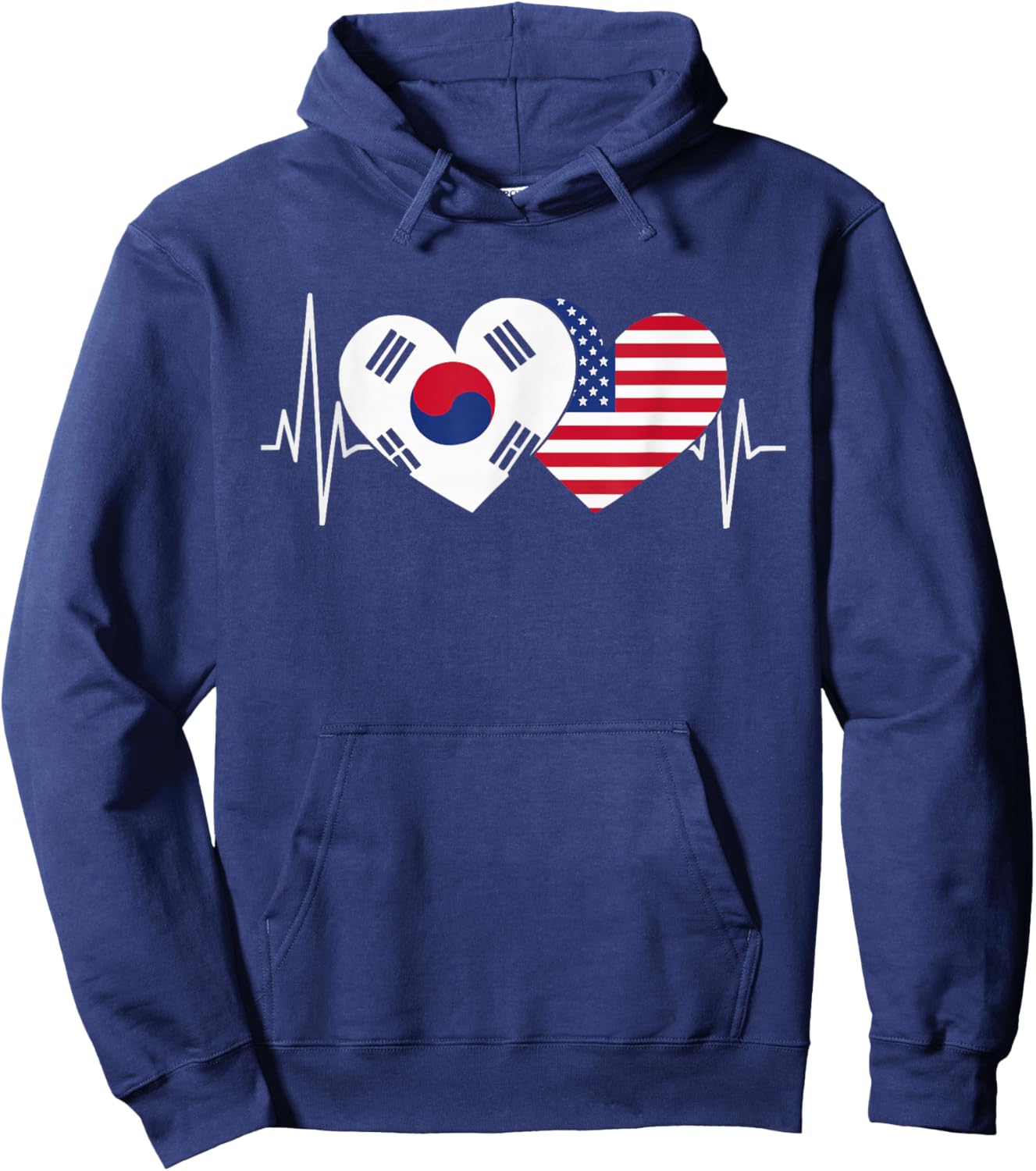 Half American Half Korean USA Flag South Korea America Hoodie - Hoodie | Navy