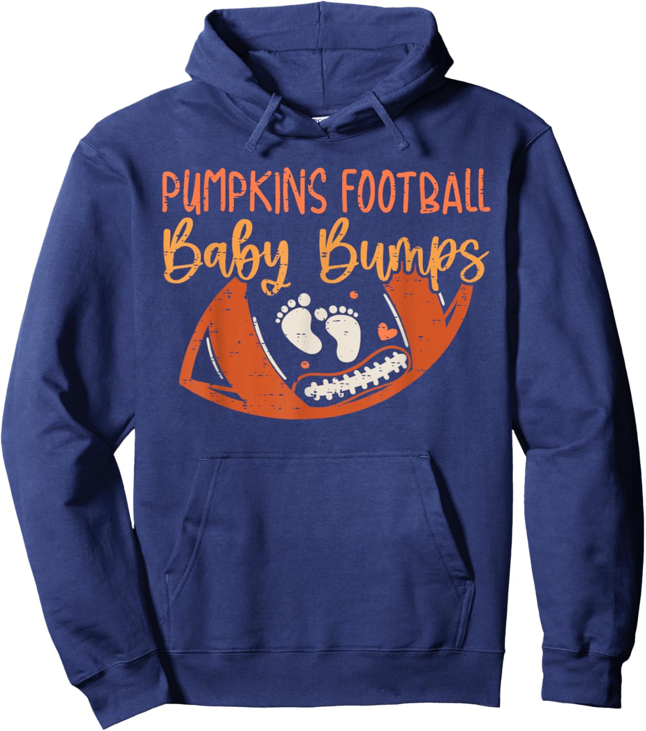 Pumpkins Football Baby Bumps Pregnancy Announcement Autumn Hoodie - Hoodie | Navy
