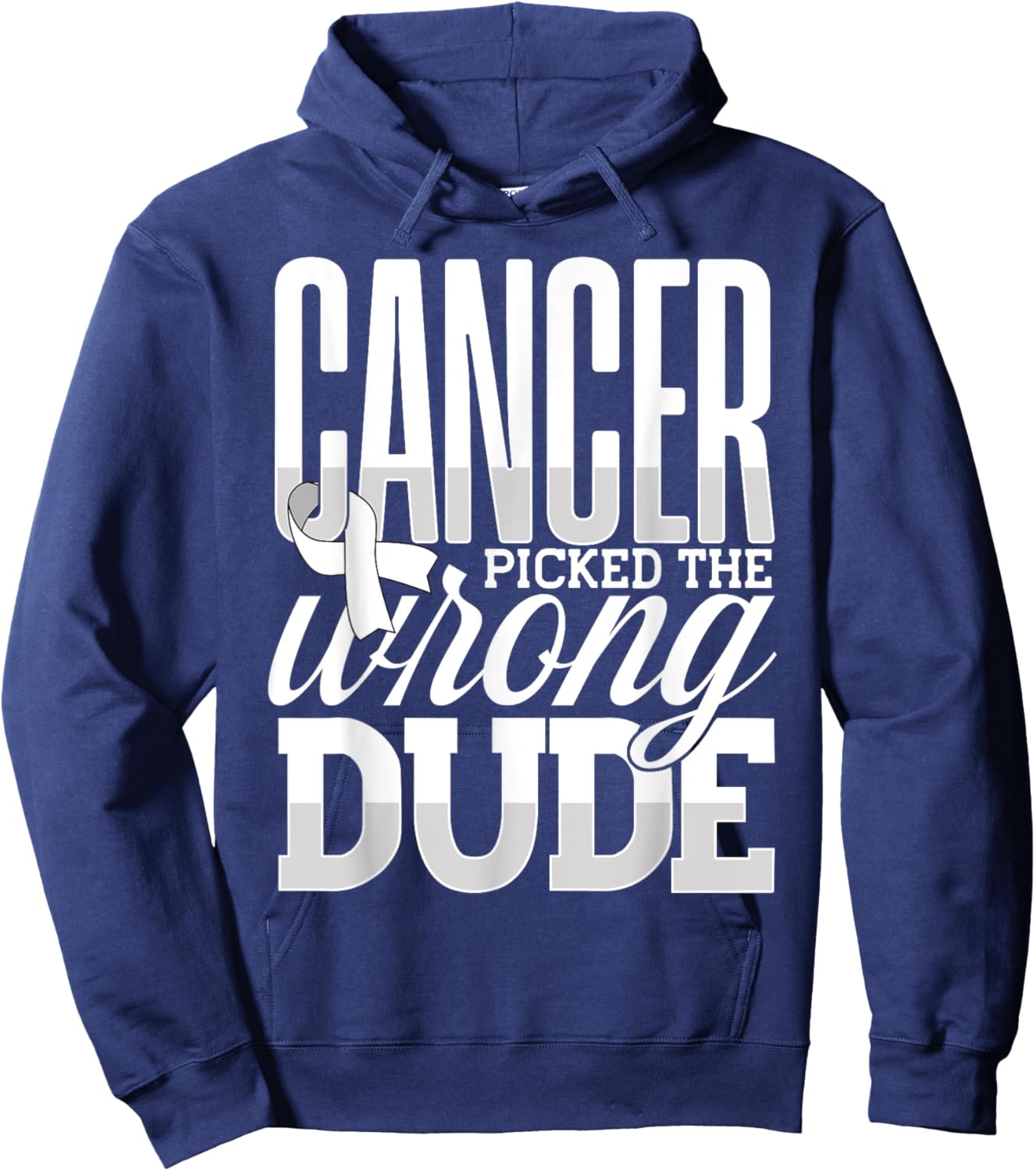 Lung Cancer Awareness Support, Cancer Picked The Wrong Dude Hoodie - Hoodie | Navy