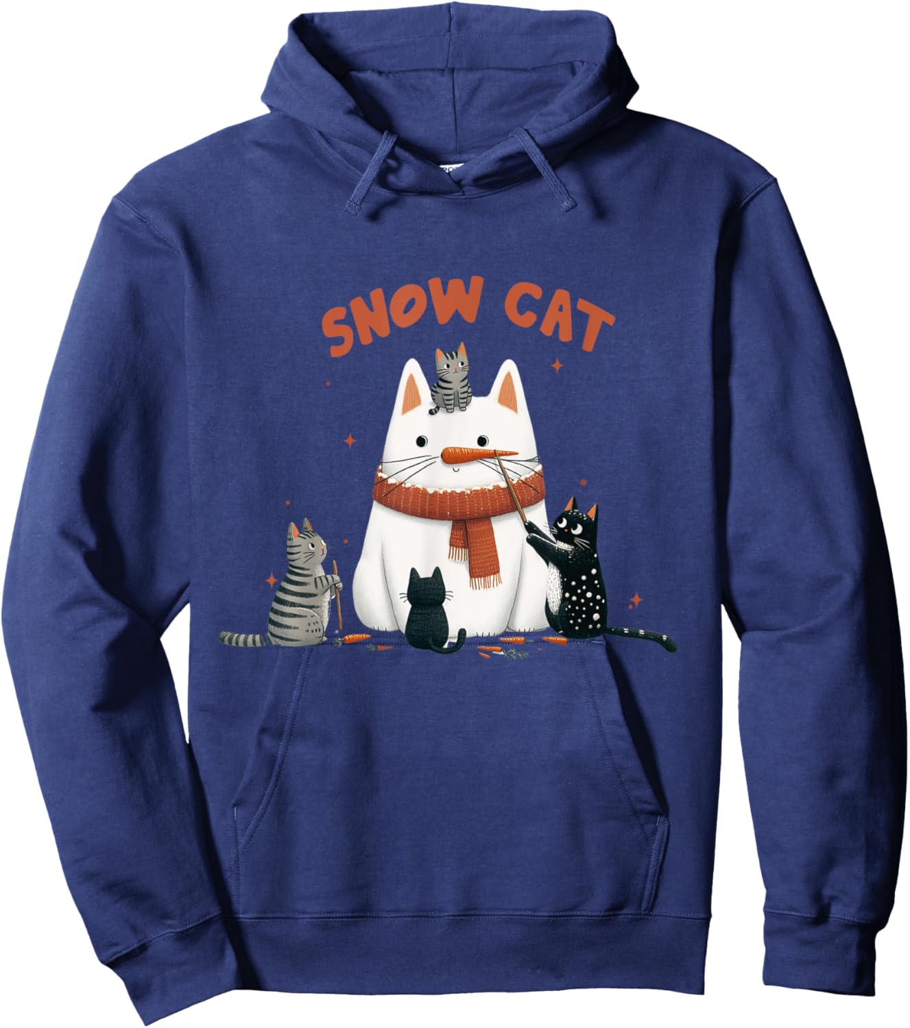 Funny Snow Cat Snowman Christmas Cat Hoodie - Hoodie | Navy
