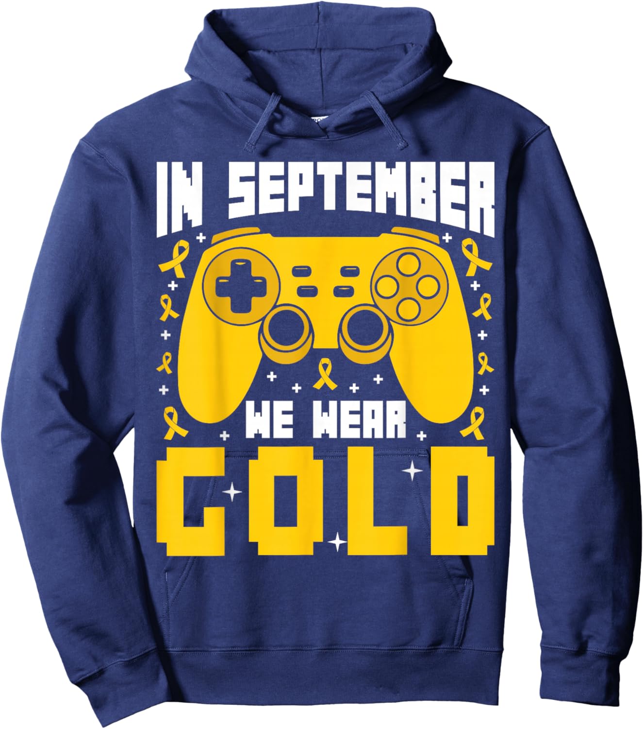 In September We Wear Gold Gaming Childhood Cancer Boys Kids Hoodie - Hoodie | Navy
