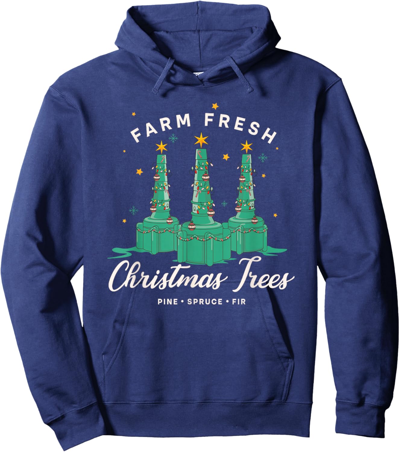 Respiratory Therapist Nurse Farm Fresh Christmas Tree Hoodie - Hoodie | Navy