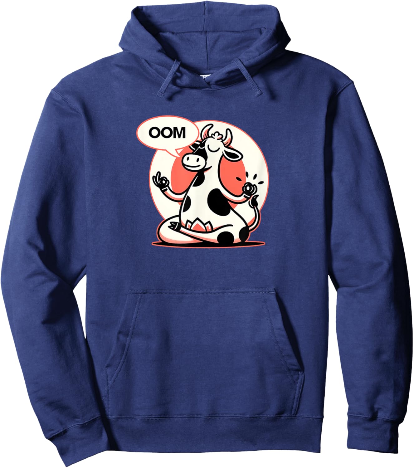 Funny Cow Namaste Yoga Lotus Position Yoga Cow Hoodie - Hoodie | Navy