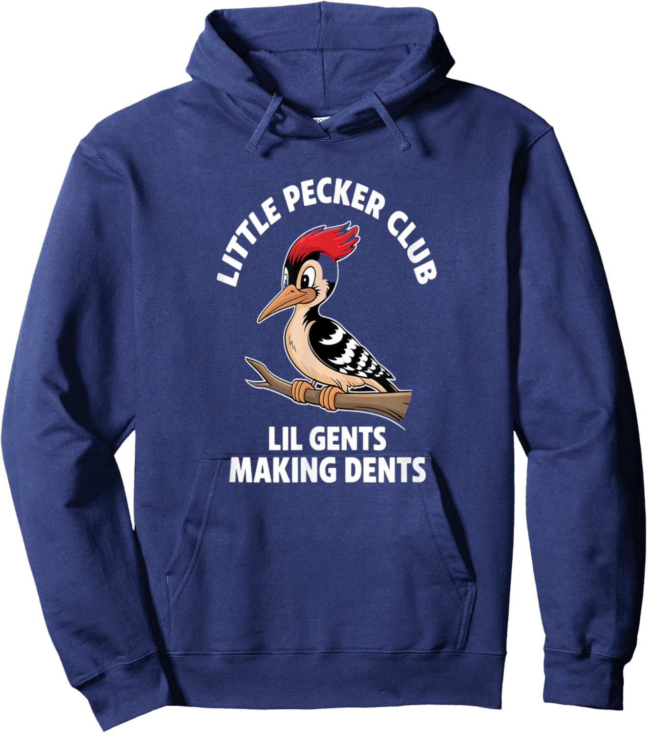 Lil Gents Funny Bird Enthusiast Club - Little Pecker Club Funny Woodpecker Humor -Adults, Kids Black Short Sleeve Hoodie - Hoodie | Navy
