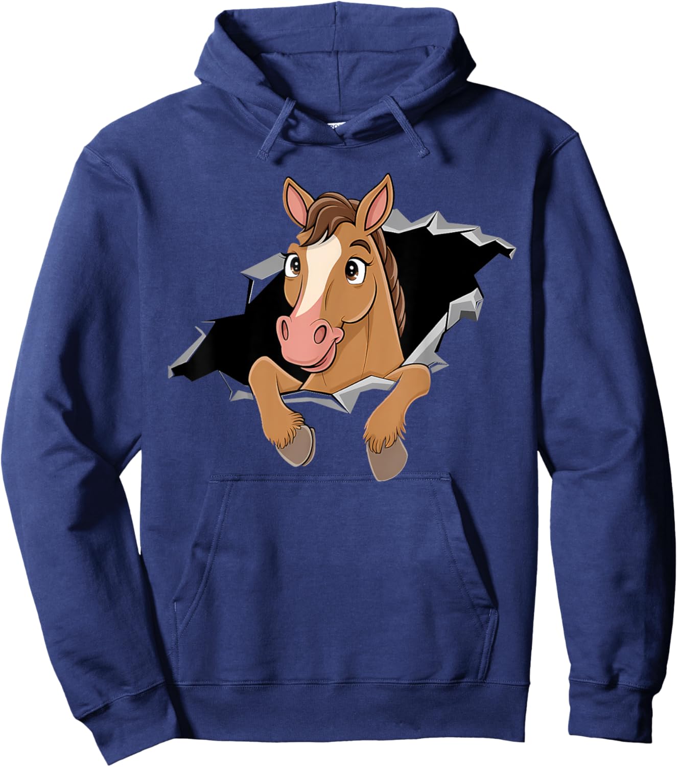 Horse Riding Lover Gift Co. Funny Horse Riding - -Adults/Kids, Black, Small, Short Sleeve, Classic Fit, Cotton Blend, U-Neck, , Cartoon, Birthday Hoodie - Hoodie | Navy