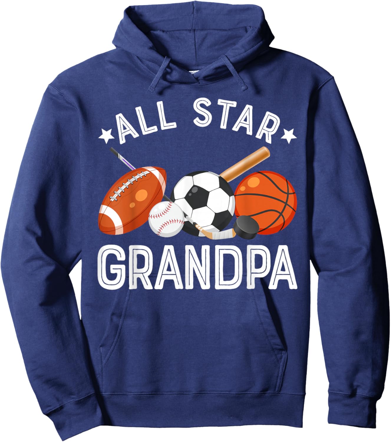 All Star Grandpa Of The Birthday Boy Basketball Soccer Sport Hoodie - Hoodie | Navy