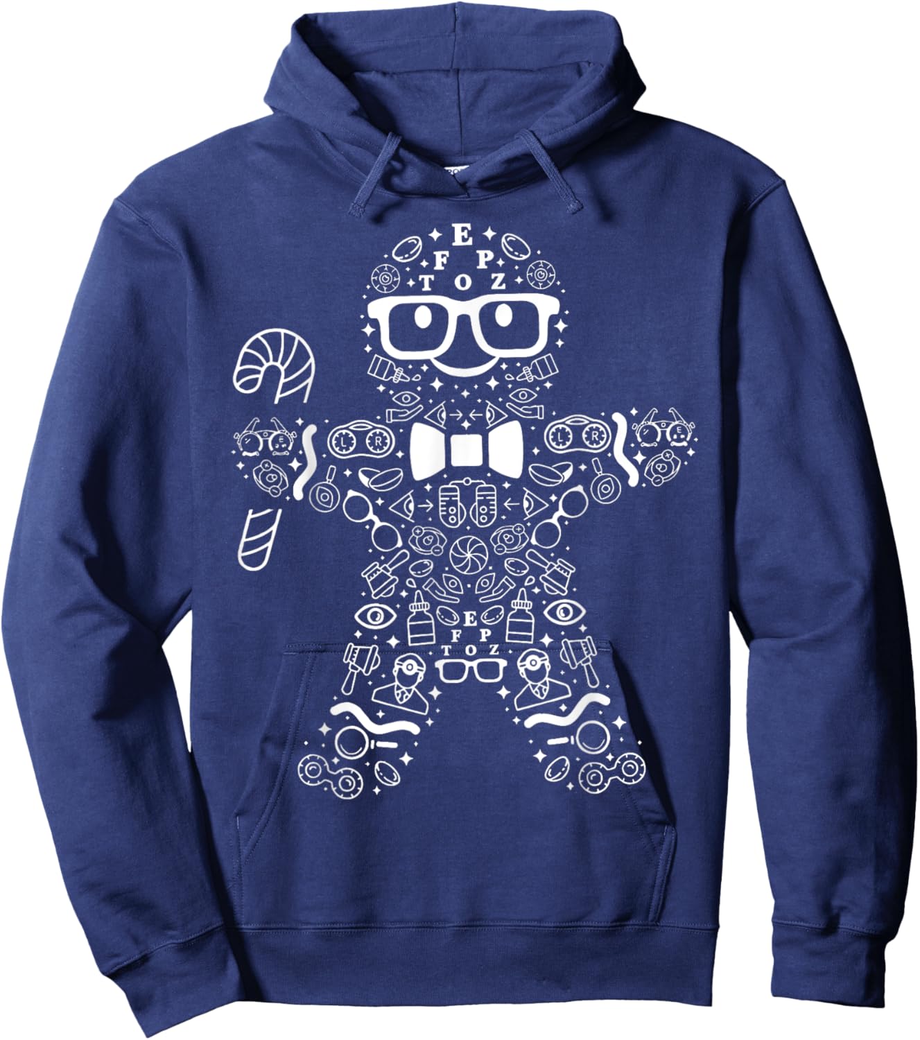 Retro Optometry Symbols Gingerbread Christmas Ophthalmology Hoodie - Hoodie | Navy