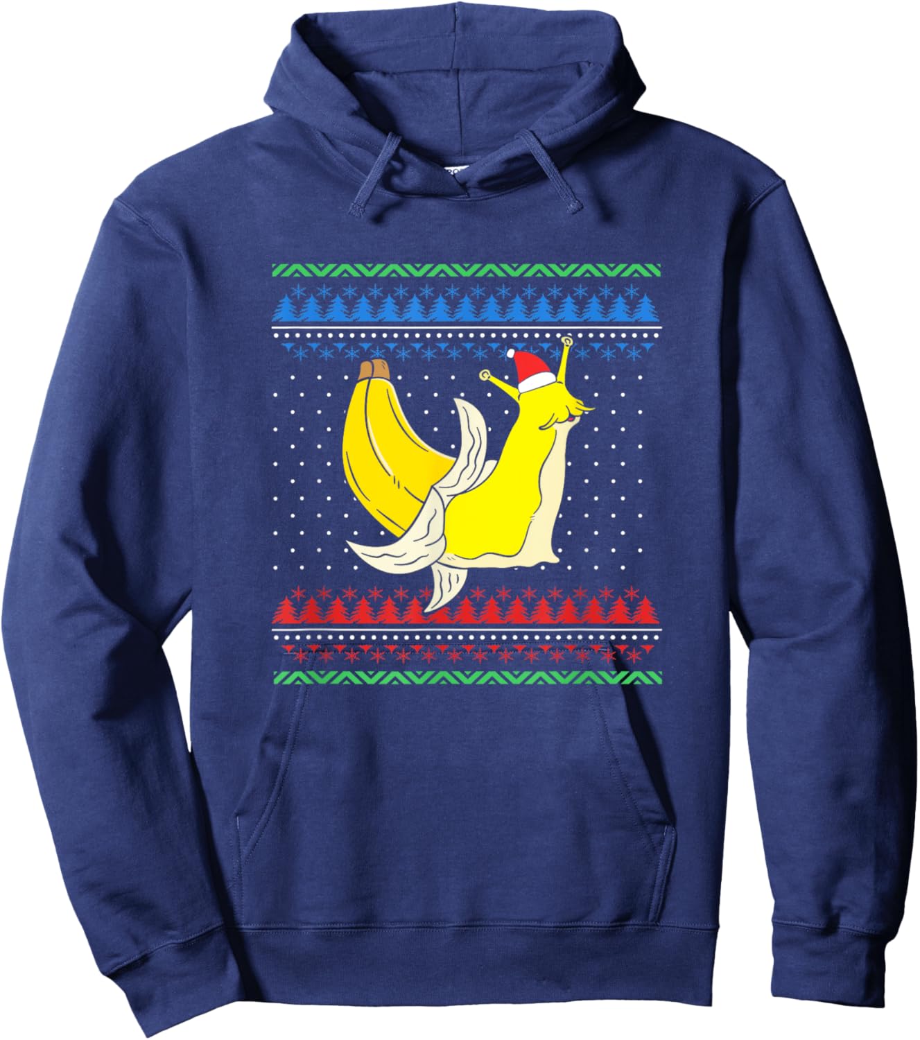 Christmas Banana Slug With Christmas Hat Hoodie - Hoodie | Navy
