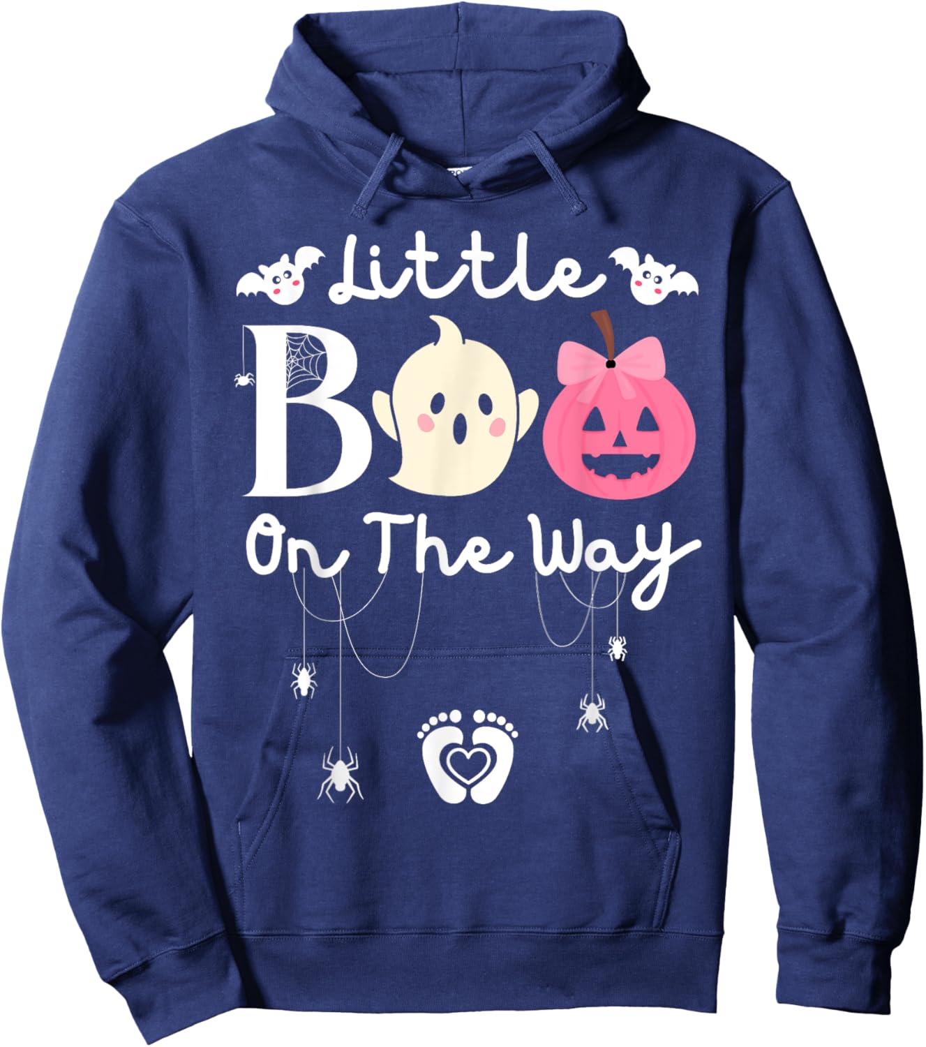 Little Boo On The Way-Halloween Girls Pregnancy Announcement Hoodie - Hoodie | Navy