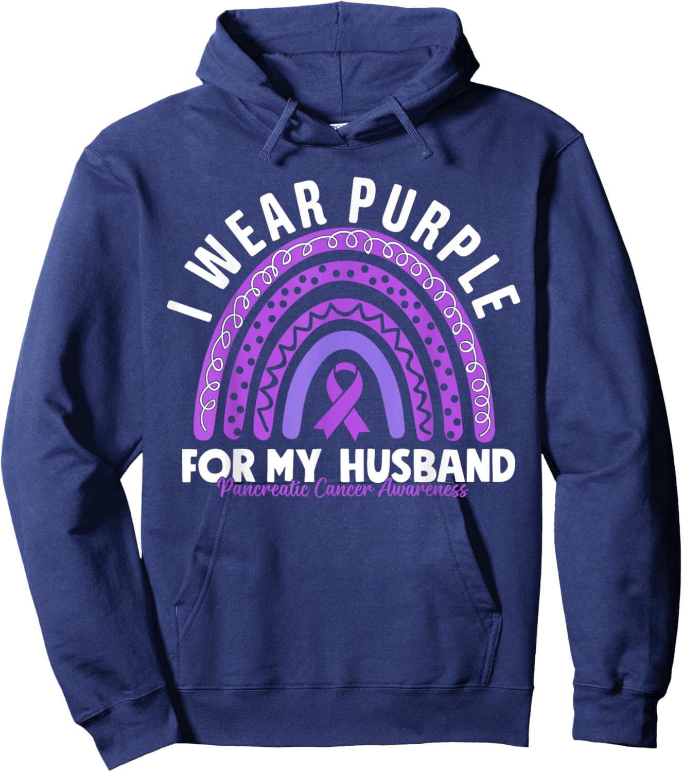 Pancreatic Cancer Awareness I Wear Purple For My Husband Hoodie - Hoodie | Navy