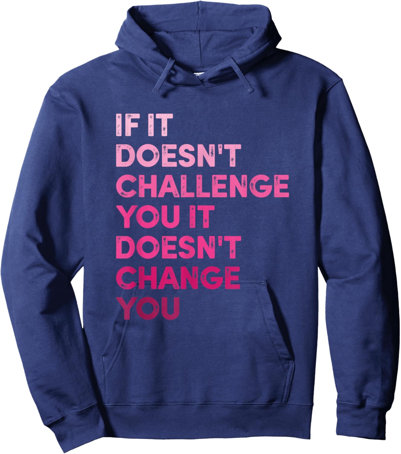 If It Doesn't Challenge Won't Change You Motivational Fitnes Hoodie - Hoodie | Navy