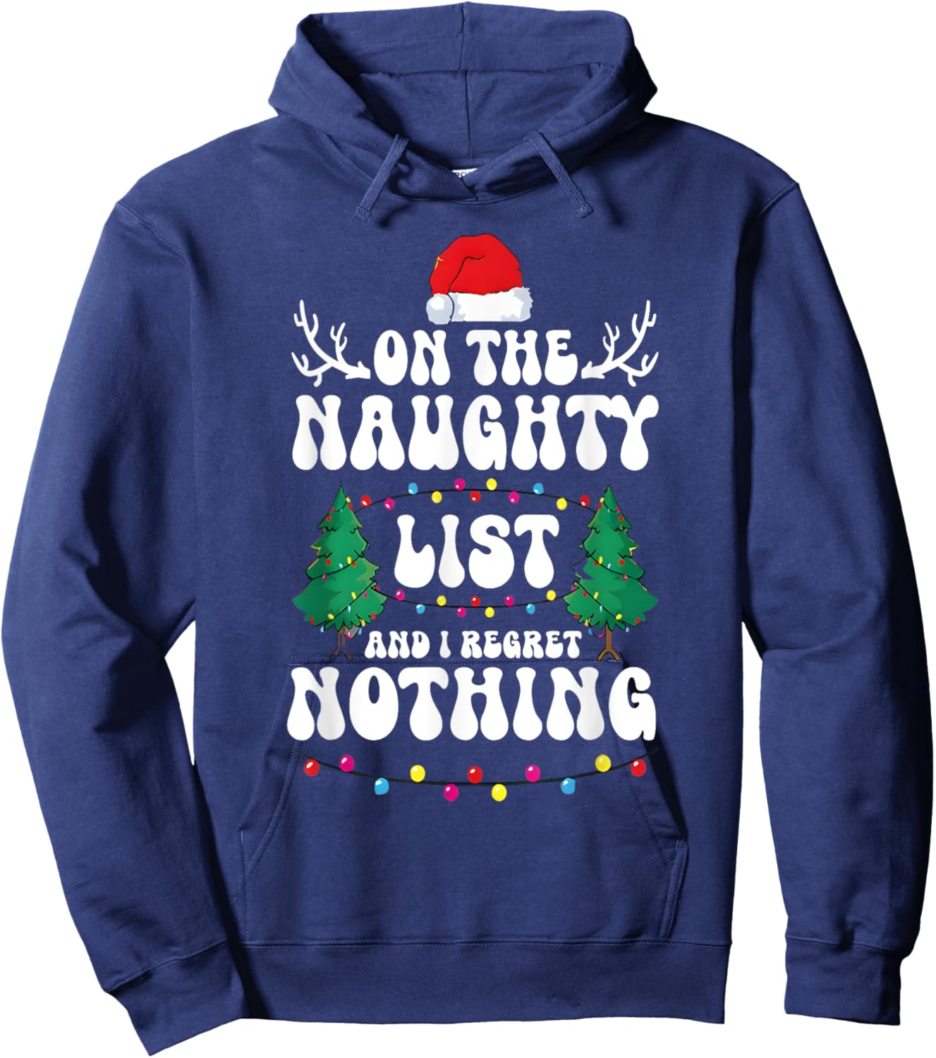 Groovy Naughty List Christmas Xmas Santa Kids Hoodie - Hoodie | Navy