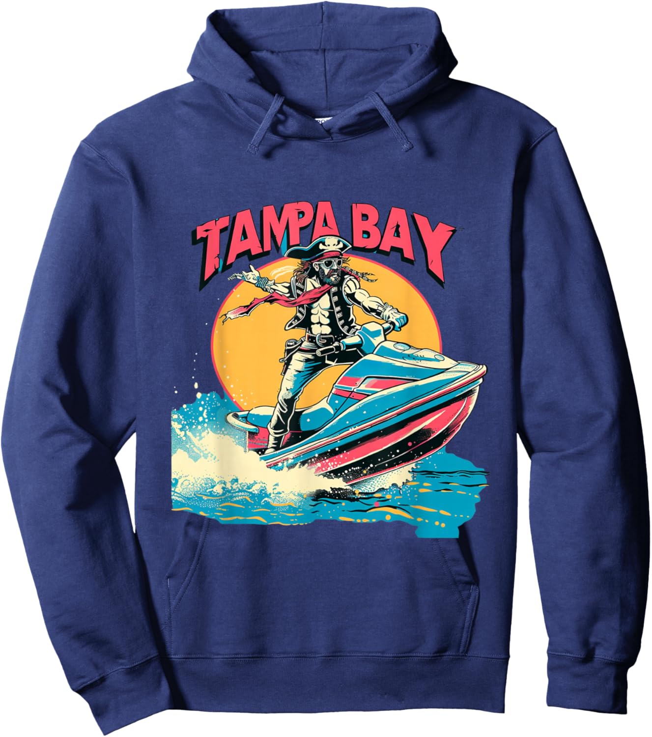 Tampa Bay Pirate Florida Jetski Boating Funny Gasparilla Hoodie - Hoodie | Navy