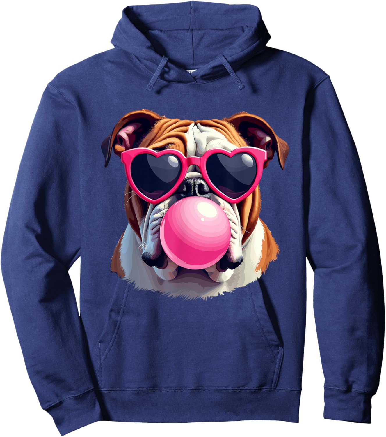Bulldogs Preppy Mascot Bulldogs Blowing Bubble Girly Mama Hoodie - Hoodie | Navy