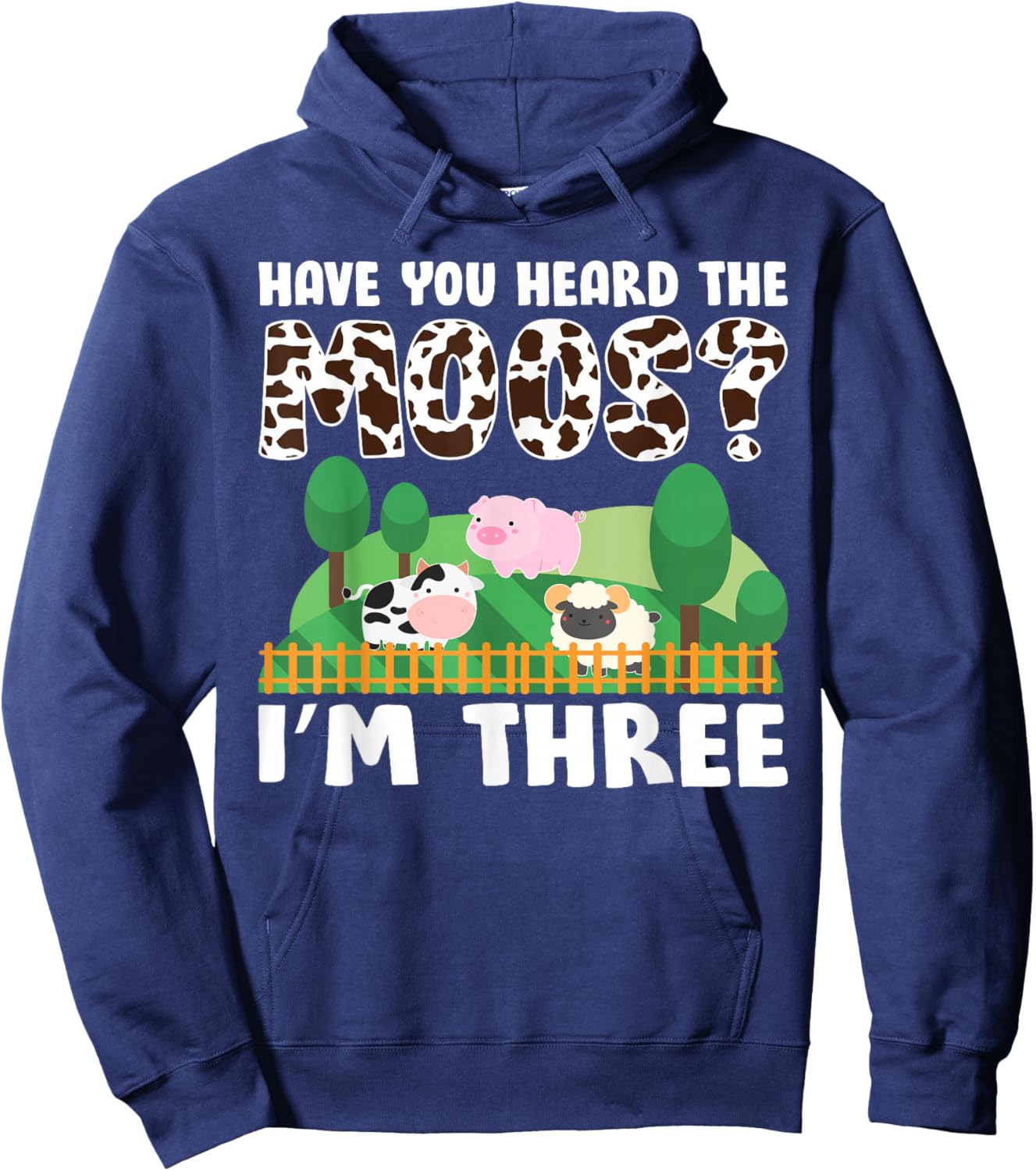 3rd Birthday 3 Year Old Farm Theme Animals Birthday Party Hoodie - Hoodie | Navy